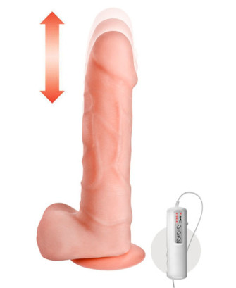 Vibromasseur gode réaliste ventouse et testicules 21 cm va-et-vient avec télécommande 